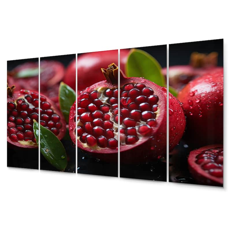 Designart "Vibrant Pomegranates I" Fruits Metal Wall Art Set Bed Bath